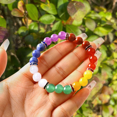4mm/6mm/8mm/12mm El yapımı Kristal 7 Çakra Bilezik Uzunluğu 18cm
