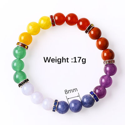 4mm/6mm/8mm/12mm El yapımı Kristal 7 Çakra Bilezik Uzunluğu 18cm