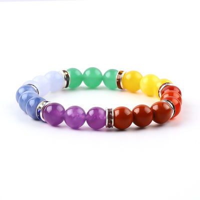 4mm/6mm/8mm/12mm El yapımı Kristal 7 Çakra Bilezik Uzunluğu 18cm