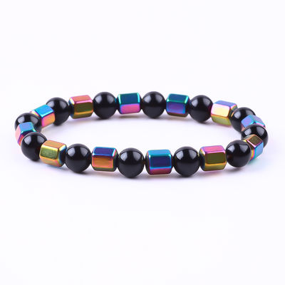 8mm el yapımı doğal esnek kristal taş obsidian hematit boncuk bileziği