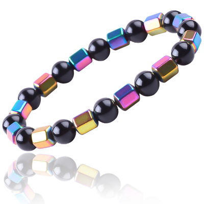 8mm el yapımı doğal esnek kristal taş obsidian hematit boncuk bileziği