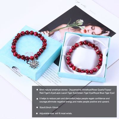 El yapımı 8mm Kaplan Gözü Doğal Gemstone Bilezik 4/6/8/10/12mm