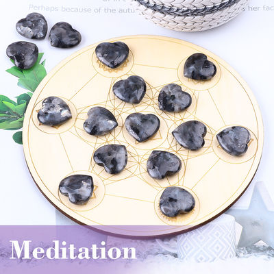 0.8 inç siyah Labradorite kalp şeklinde mücevher yapımı için şifa taşı
