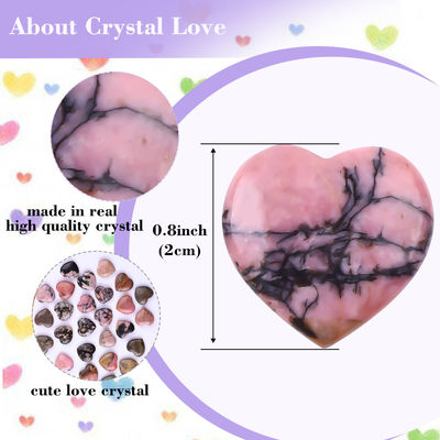 Çakra dengesini sağlamak için camlı Rhodonite kalp şeklinde kristaller