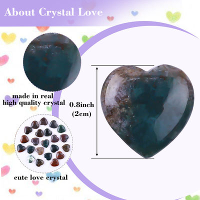 Zaman geçirmez cilalı mücevher Hint Agate Kalp şeklinde Çakra Taşları Kristal