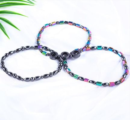 Gemstone Bead Slimming Magnetic Hematite Stone Bilezikleri Beş Yıldız Sembolü
