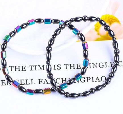 Gemstone Bead Slimming Magnetic Hematite Stone Bilezikleri Beş Yıldız Sembolü