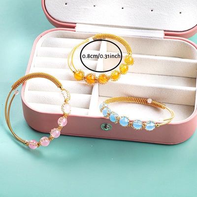 Kablo Sarılmış Tedavi Yuvarlak İnce Gemstone Bilezik Bilezik Mücevher