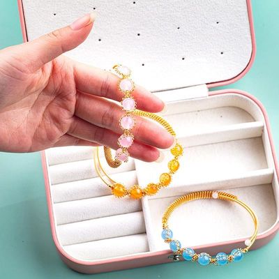Kablo Sarılmış Tedavi Yuvarlak İnce Gemstone Bilezik Bilezik Mücevher