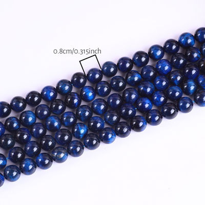8mm Doğal Koyu Mavi Kaplan Gözü Gemstone Kristal Taş İnciler Mücevher Yapımı İçin