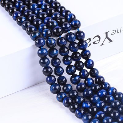 8mm Doğal Koyu Mavi Kaplan Gözü Gemstone Kristal Taş İnciler Mücevher Yapımı İçin