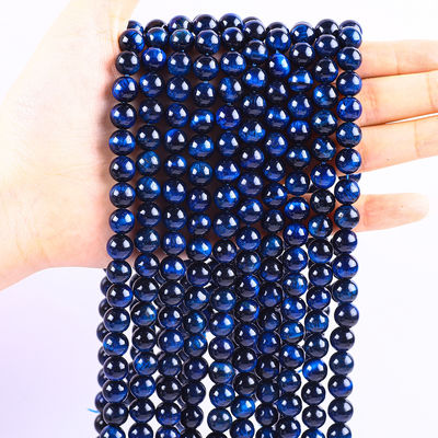 8mm Doğal Koyu Mavi Kaplan Gözü Gemstone Kristal Taş İnciler Mücevher Yapımı İçin