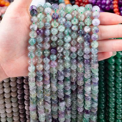 Doğal Kristal Gemstone Florit Yuvarlak Boncuk DIY Mücevher Yapımı İçin