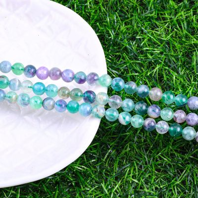 Doğal Kristal Gemstone Florit Yuvarlak Boncuk DIY Mücevher Yapımı İçin