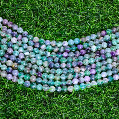 Doğal Kristal Gemstone Florit Yuvarlak Boncuk DIY Mücevher Yapımı İçin