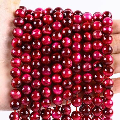 8mm Gül Kırmızı Kaplan Gözü Değerli Taş Temizleyici Pembe Kristal Taş İnciler Mücevher Yapımında