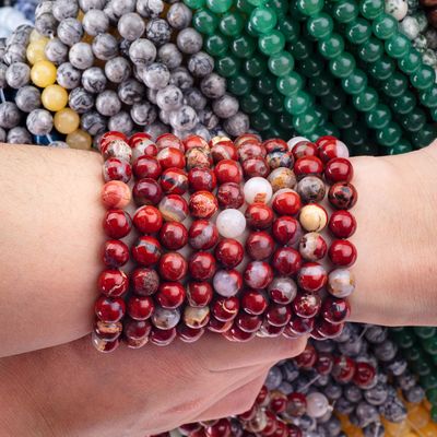 Kırmızı Yasper yuvarlak boncuk doğal kristal mücevher farklı boncuk boyutu DIY mücevher yapımı için gevşek boncuk telleri