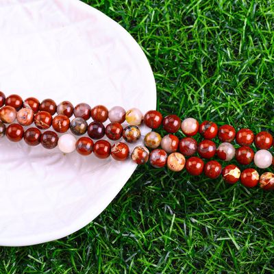 Kırmızı Yasper yuvarlak boncuk doğal kristal mücevher farklı boncuk boyutu DIY mücevher yapımı için gevşek boncuk telleri