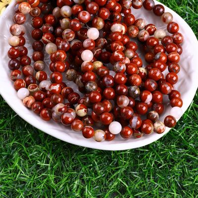 Kırmızı Yasper yuvarlak boncuk doğal kristal mücevher farklı boncuk boyutu DIY mücevher yapımı için gevşek boncuk telleri