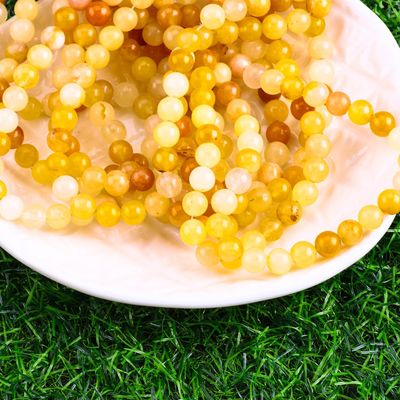 Koyu sarı yeşim yuvarlak boncuk doğal kristal mücevher farklı boncuk boyutu DIY mücevher yapımı için gevşek boncuk telleri