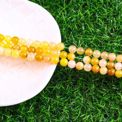 Koyu sarı yeşim yuvarlak boncuk doğal kristal mücevher farklı boncuk boyutu DIY mücevher yapımı için gevşek boncuk telleri