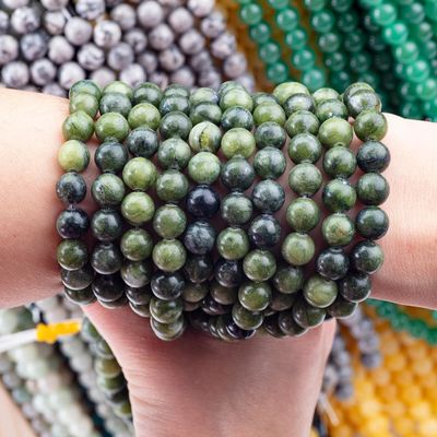 Southern Jade Round Bead Natural Crystal Gemstone Farklı Bead Boyutları DIY Mücevher Yapımı için gevşek Bead Strands