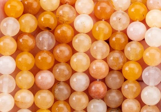 Koyu sarı yeşim yuvarlak boncuk doğal kristal mücevher farklı boncuk boyutu DIY mücevher yapımı için gevşek boncuk telleri