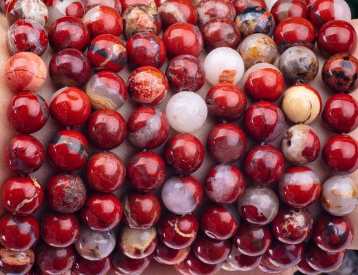 Kırmızı Yasper yuvarlak boncuk doğal kristal mücevher farklı boncuk boyutu DIY mücevher yapımı için gevşek boncuk telleri