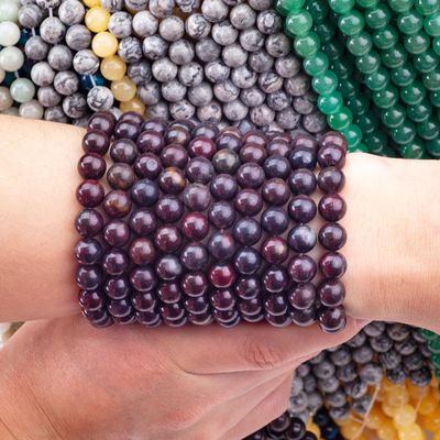Kırmızı Çiçek Yasper Yuvarlak İnce Doğal Kristal Gemstone Farklı İnce Boyutları DIY Mücevher Yapımı için gevşek İnce iplikler