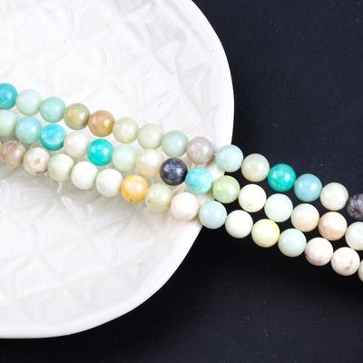 Amazonite yuvarlak boncuk doğal kristal mücevher farklı boncuk boyutu DIY mücevher yapımı için gevşek boncuk telleri