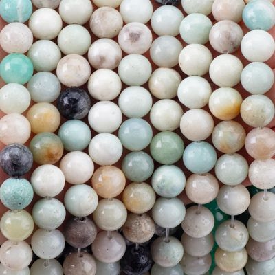 Amazonite yuvarlak boncuk doğal kristal mücevher farklı boncuk boyutu DIY mücevher yapımı için gevşek boncuk telleri