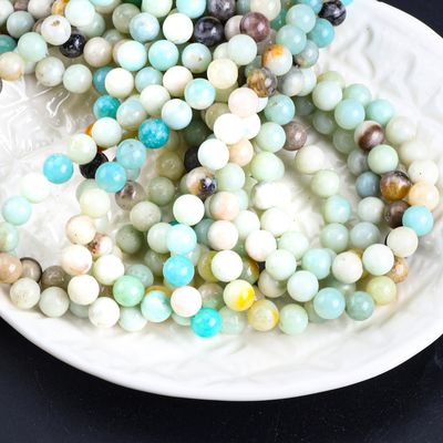 Amazonite yuvarlak boncuk doğal kristal mücevher farklı boncuk boyutu DIY mücevher yapımı için gevşek boncuk telleri