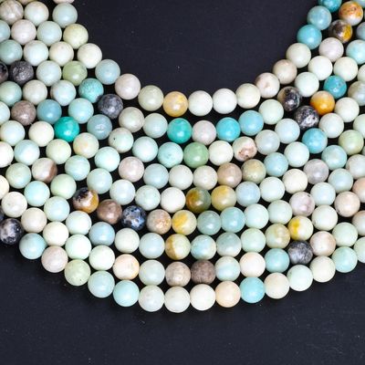 Amazonite yuvarlak boncuk doğal kristal mücevher farklı boncuk boyutu DIY mücevher yapımı için gevşek boncuk telleri