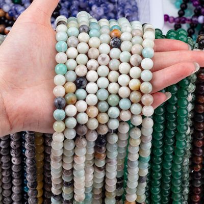 Amazonite yuvarlak boncuk doğal kristal mücevher farklı boncuk boyutu DIY mücevher yapımı için gevşek boncuk telleri