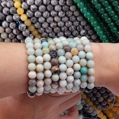 Amazonite yuvarlak boncuk doğal kristal mücevher farklı boncuk boyutu DIY mücevher yapımı için gevşek boncuk telleri