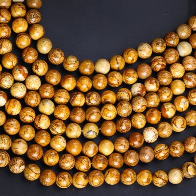 Sarı Ahşap Tanesi Yuvarlak İnce Doğal Kristal Gemstone Ahşap Yastık Yumuşak İnce Dişeti DIY Mücevher Yapımı için