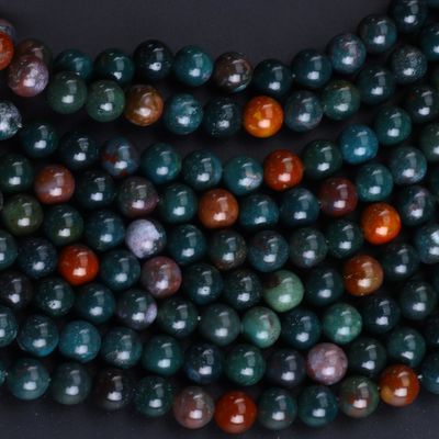 Kan Taşı Yuvarlak İnce Doğal Kristal Gemstone DIY Mücevher Yapımı için gevşek inciler