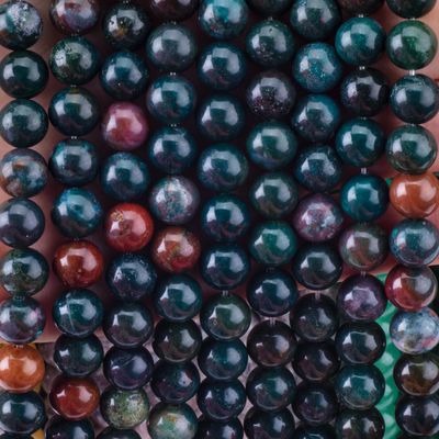 Kan Taşı Yuvarlak İnce Doğal Kristal Gemstone DIY Mücevher Yapımı için gevşek inciler