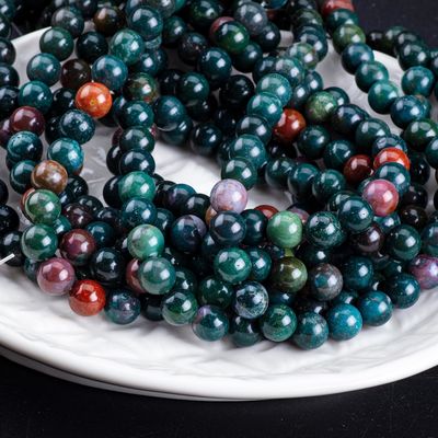 Kan Taşı Yuvarlak İnce Doğal Kristal Gemstone DIY Mücevher Yapımı için gevşek inciler