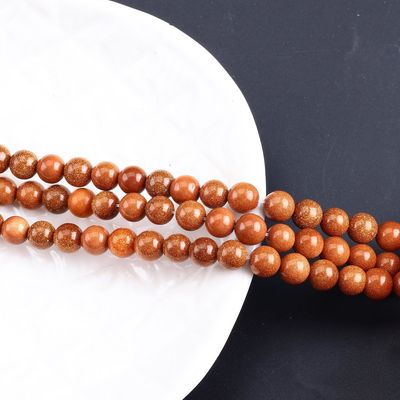 Altın kumtaşı yuvarlak boncuk doğal kristal mücevher yapımı için gevşek boncuk telleri