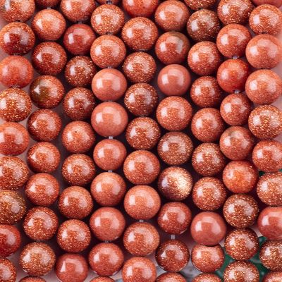 Altın kumtaşı yuvarlak boncuk doğal kristal mücevher yapımı için gevşek boncuk telleri