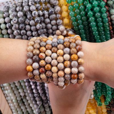 Chrysanthe Stone Round Bead Doğal Kristal Gemstone DIY Mücevher Yapımı için gevşek boncuk telleri