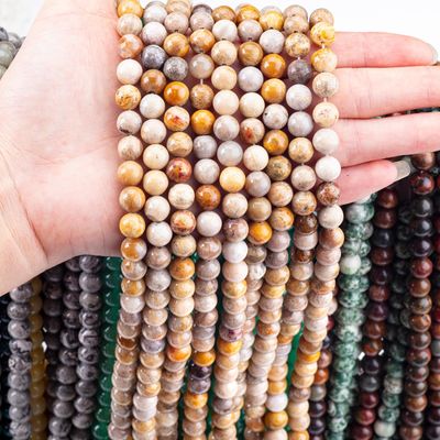 Chrysanthe Stone Round Bead Doğal Kristal Gemstone DIY Mücevher Yapımı için gevşek boncuk telleri