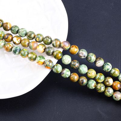 Kambaba Jasper yuvarlak boncuklu Doğal Kristal Gemstone DIY Mücevher yapımı için gevşek boncuklu iplikler