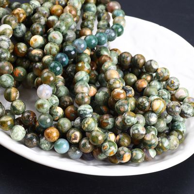 Kambaba Jasper yuvarlak boncuklu Doğal Kristal Gemstone DIY Mücevher yapımı için gevşek boncuklu iplikler