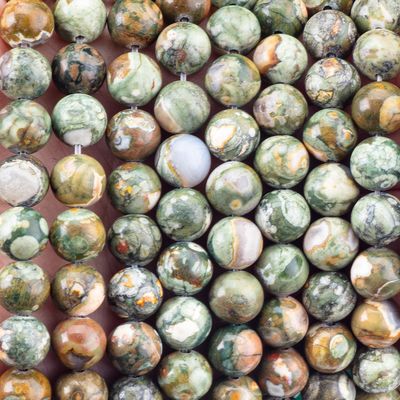 Kambaba Jasper yuvarlak boncuklu Doğal Kristal Gemstone DIY Mücevher yapımı için gevşek boncuklu iplikler