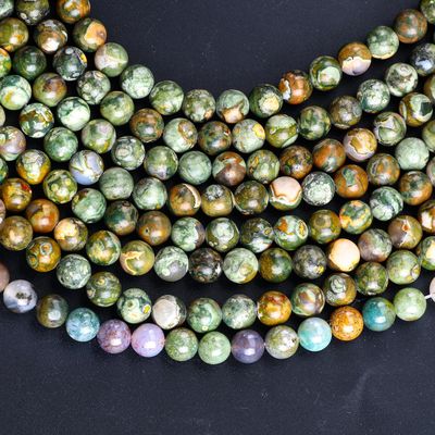 Kambaba Jasper yuvarlak boncuklu Doğal Kristal Gemstone DIY Mücevher yapımı için gevşek boncuklu iplikler