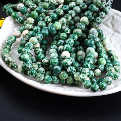 Mavi Noktalı Yuvarlak İnce Doğal Kristal Gemstone DIY Mücevher Yapımı için gevşek inciler