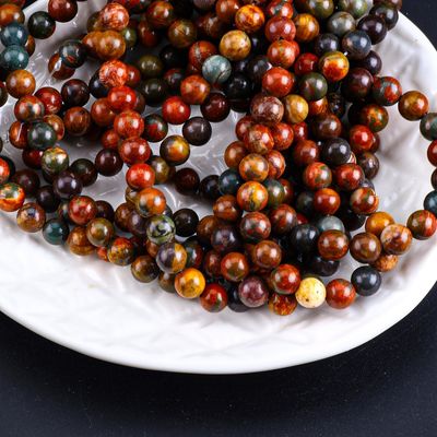 Kırmızı Turkuaz yuvarlak boncuk doğal kristal mücevher DIY mücevher yapımı için gevşek boncuk telleri