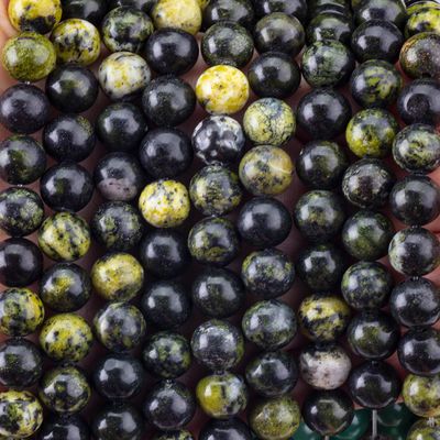 Serpentine Jade yuvarlak boncuk doğal kristal mücevher yapımı için gevşek boncuk telleri